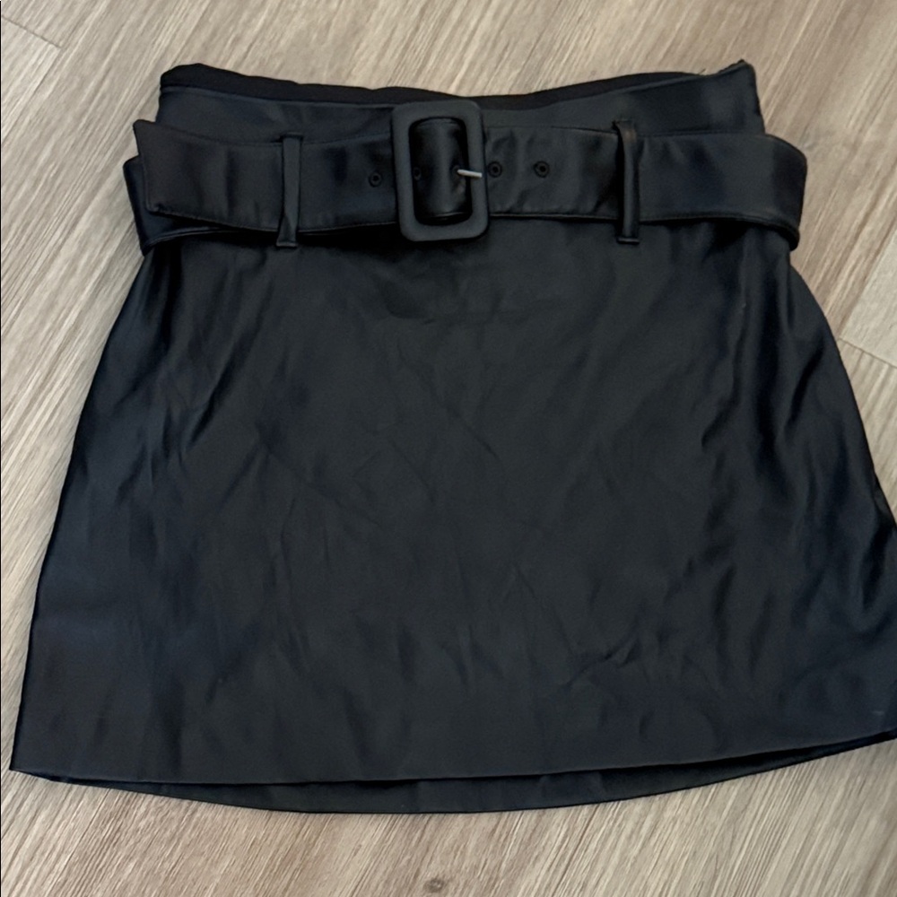 Express Black A-Line Belted Skirt